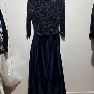 Elegant Navy Blue Beaded Dress